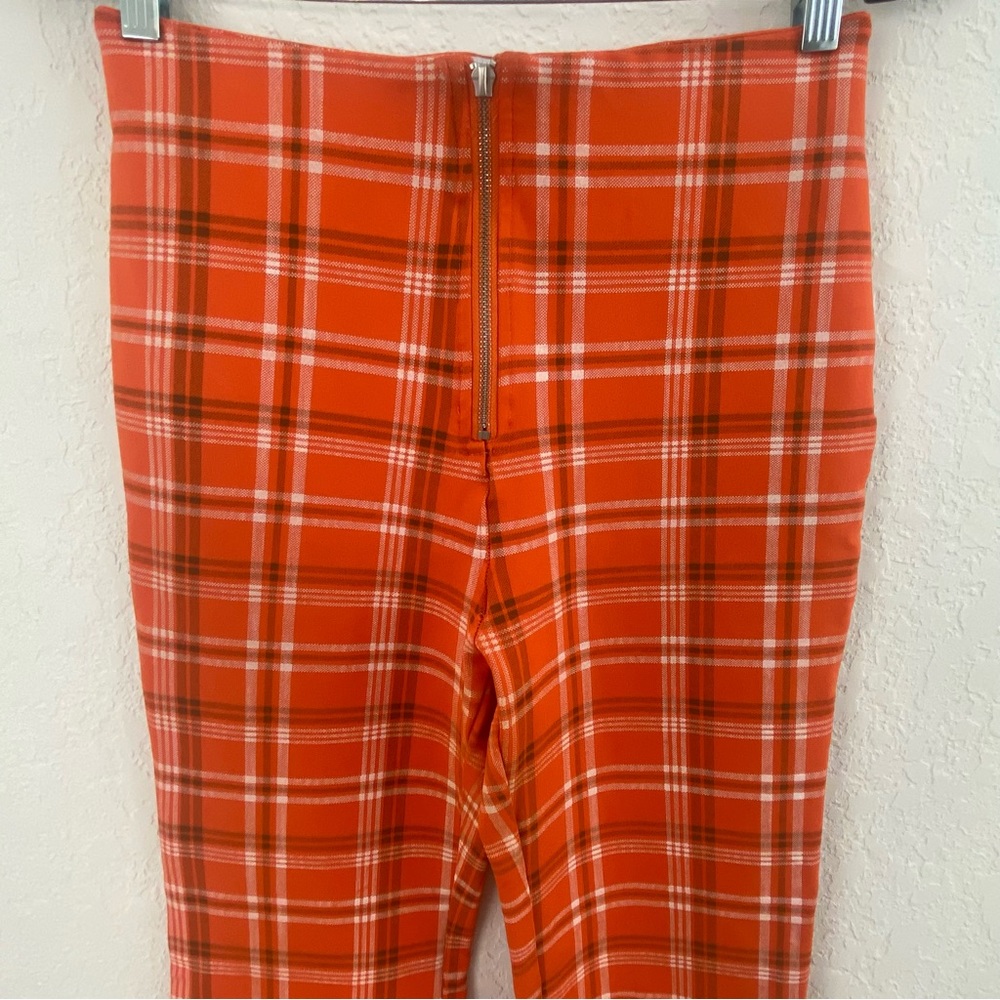 I.AM.GIA Polaris Orange Plaid checkered high rise flare Pants Large - Picture 3 of 8
